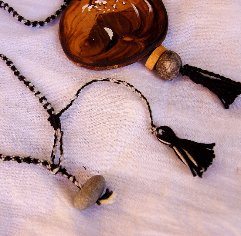 Pyrography necklace Round pendant Macrame cord Olive wood pendant Winter hippie jewelry Long wooden pendant Handmade jewelry