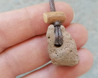 Hag stone bohemian necklace, Natural beach stone jewelry, Men necklace