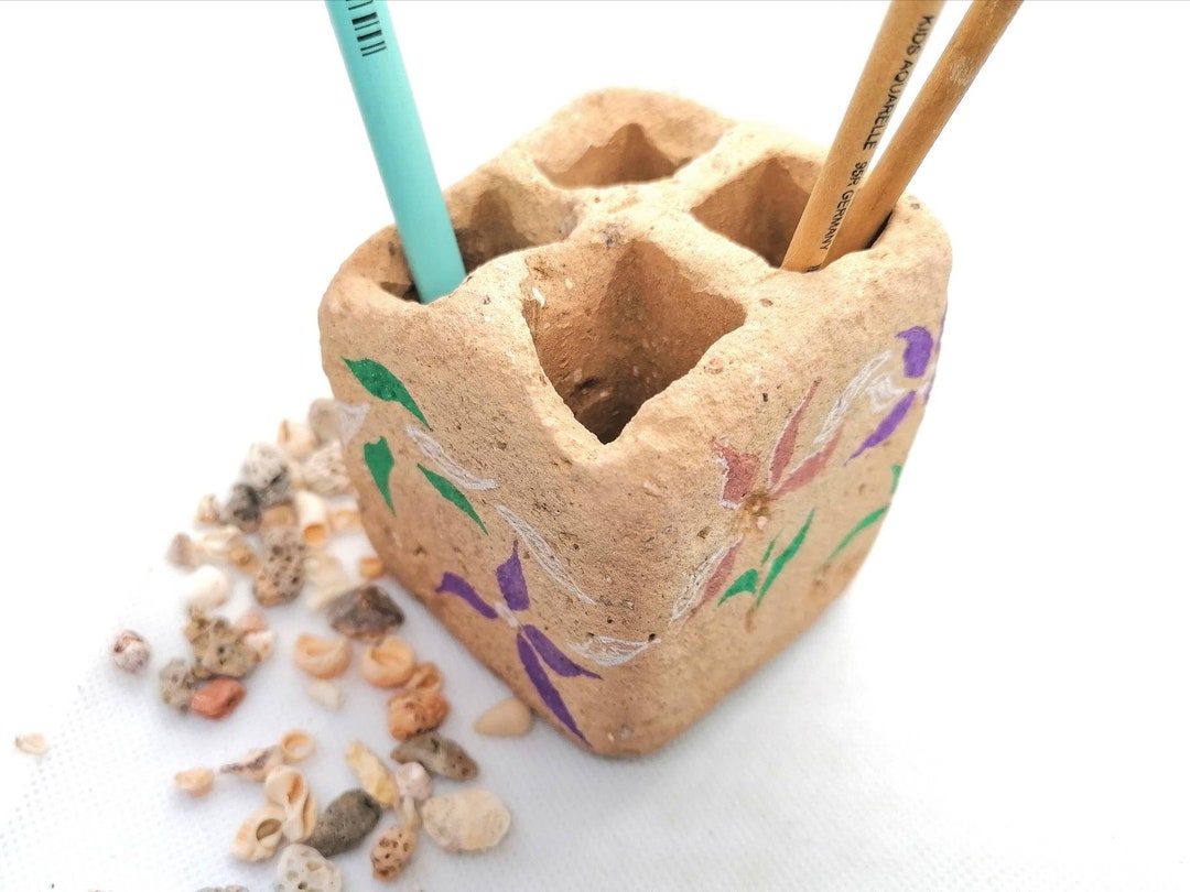 Pencil Holder Ceramic Pen Holder for Desk Cute Hand Painted Etsy