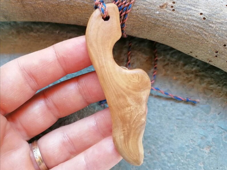 Olive wood slice necklace Wood pendant Sustainable jewelry Genuinely handmade