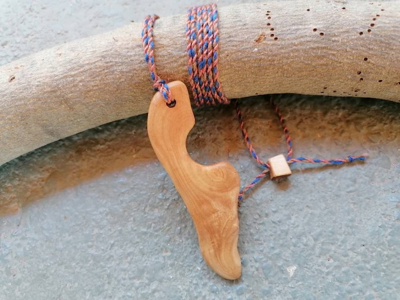 Olive wood slice necklace Wood pendant Sustainable jewelry Genuinely handmade