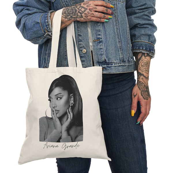 Ariane Grande Tote Bag, Unisex Canvas Bag, Fan Gift Ariana Grande, Pop Music Bags, Gift Ideas for Friend