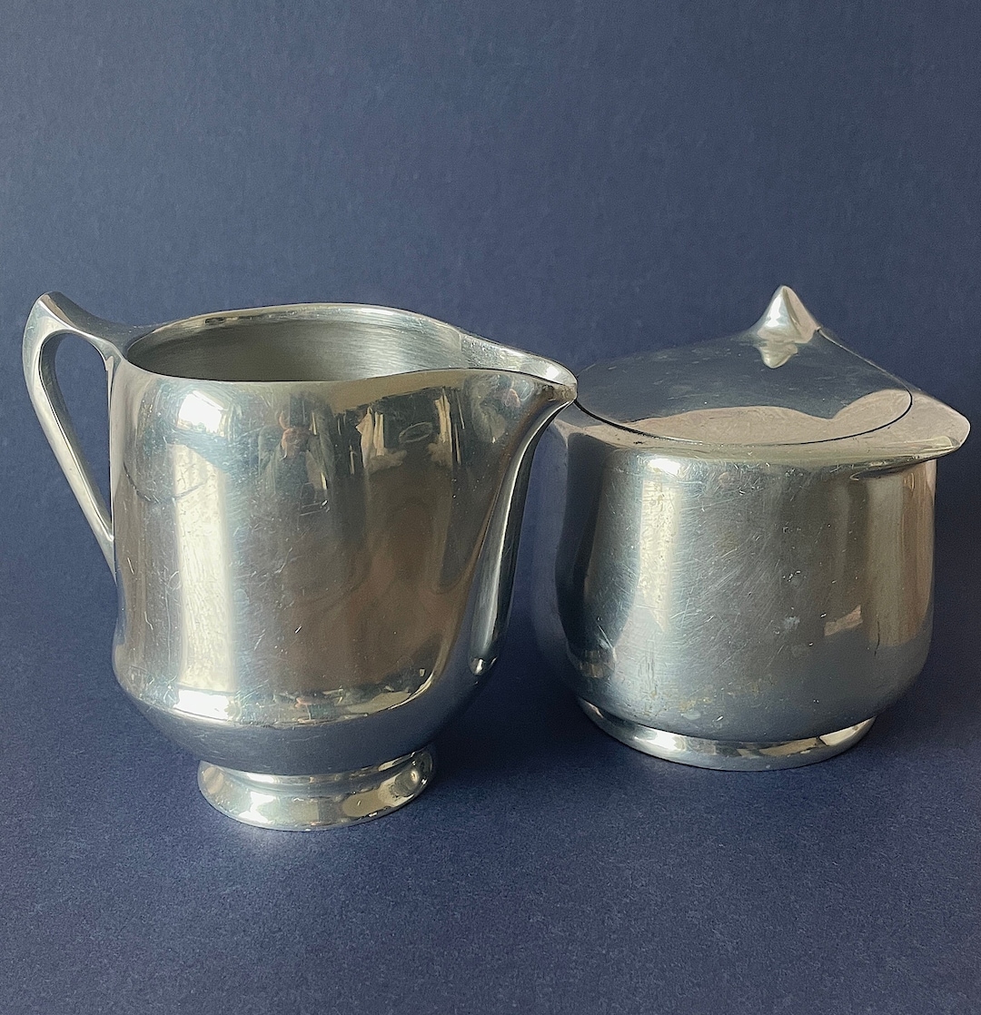 Picquet Ware Jug & Sugar Bowl Set, Vintage 50s Aluminium Metal