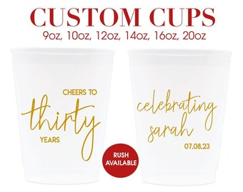 12oz Personalize Cups, 30th Birthday Cups, Custom Birthday Cup, Birthday Cups, Party Cups, Plastic Cups, Custom Cups, Frosted Cups, Dirty 30