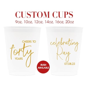 12oz Personalized Cups, Custom Birthday Cup, Birthday Cups, Party Cups, 40th Birthday Favors, Plastic Cups, Frosted Cups, Custom Cups