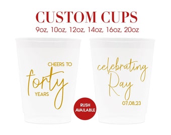 Personalized Cups, Custom Birthday Cup, Party Favors, Birthday Cups, Party Cups, 40th Birthday Favors, Plastic Cups, Custom Cups