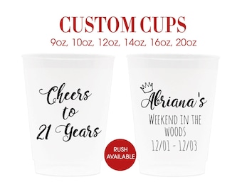 Custom Plastic Cups Personalized Frosted Party Cups Party Favors Birthday Favors 21st Birthday Party Favors Gifts Decor Plastic Cups