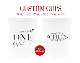 12oz Personalized Cups, First Birthday Cups, Custom Birthday Cup, Birthday Cups, Party Cups, Plastic Cups, Custom Cups, Frosted Cups