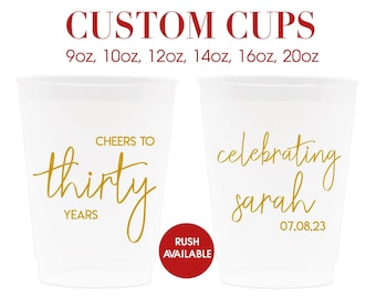 30th Birthday Cups | Birthday Frosted Cups | Birthday Party Favors | Custom Party Cups | 30th Birthday Decor | Milestone Birthday Cups