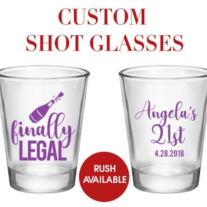 Custom Shot Glasses, Shot Glasses, Shot Glass, Birthday Party, 21st Birthday, Favors, Custom Shot Glass, Personalized Shot, birthday gift