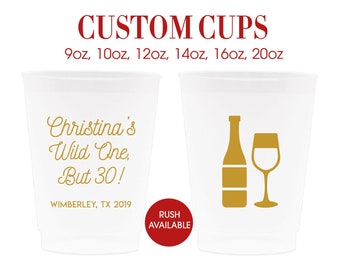 Personalized Cups for 30th Birthday,  Custom Frosted Cups, Custom Plastic Cups, Stadium Cups, Birthday Cups for 30th Birthday Party