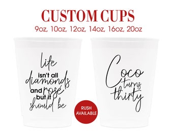 30th Birthday Personalized Cups,  Custom Frosted Cups, Custom Plastic Cups, Stadium Cups, Birthday Cups for 30th Birthday Party