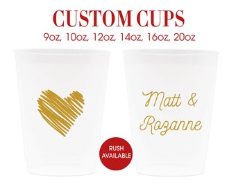 Custom Cups For Wedding, Custom Plastic Cups, Personalized Wedding Cups, Personalized Custom Cups For Wedding, Custom Frosted Cups for Party