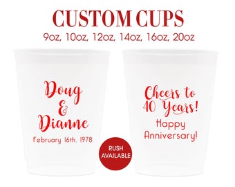 Personalized Frosted Cups, Plastic Cups Personalized, Custom Wedding Cups For Wedding, Personalized Wedding Cups, Custom Frosted Cups Anniv