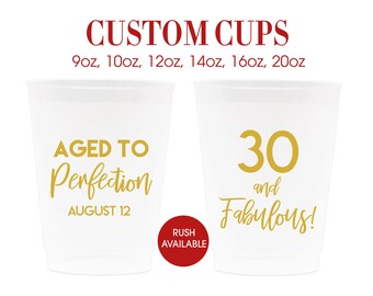 12oz 30th Birthday Cups, Thirty AF, Dirty Thirty, Cheers to 30 Years