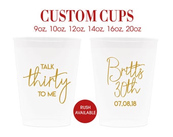 Personalized 30th Birthday Party Cups, Cheers to 30 Years, Custom Frosted Plastic Cups - 12oz, 30th Birthday, Custom Cups, Personalized Cups