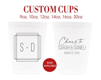 Custom Frosted Wedding Cups, Personalized Wedding Party Favors, Bachelorette Party Favors, Shatterproof Plastic Cups, Personalized Cups