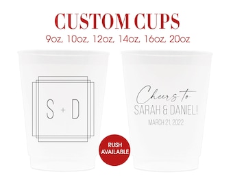 Custom Frosted Wedding Cups, Personalized Wedding Party Favors, Bachelorette Party Favors, Shatterproof Plastic Cups, Personalized Cups