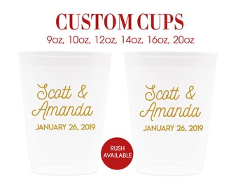 Wedding Favors, Wedding Favors For Guests In Bulk, Personalized Cups, Custom Cups Personalized Custom Frosted Cups Plastic Cups Personalized