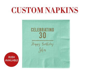 Wedding Napkins, Personalized Napkins, Custom Napkins, Party Napkins, Wedding Favors, 30th Birthday, Birthday Favors, 30 AF, 21st Birthday