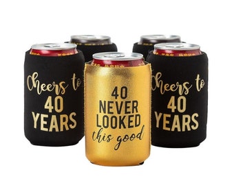 40th Birthday Party Favor, 40th Birthday Party Gifts, Custom Personalized Gifts, Can Coolers, Custom Gifts, Favors (12-pack)