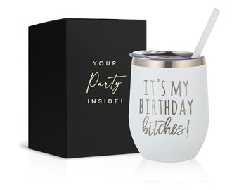 Personalized Wine Tumbler - Custom Gift for Mom, Sister, Friend, Engraved Stemless Wine Tumbler - 21st, 40th, 50th, 60th, 70th Birthday