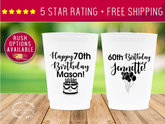 12oz Personalized Cups, Custom Birthday Cups, Birthday Cups, Party Cups, Custom  Cups, Plastic Cups, Stadium Cups, Custom Cups, Frosted Cups - Etsy