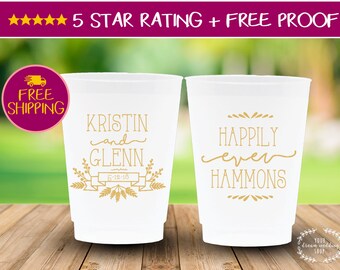 Personalized Frosted Wedding Cups, Custom Bachelorette Party Favors, Shatterproof Wine Cups, Custom Printed Cups, Best Wedding Favors