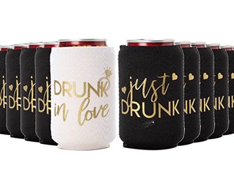 QUICK SHIPPING! Drunk in Love and Just Drunk Can Cooler Pack, Set of 12, 11 Just Drunk and 1 Drunk in Love