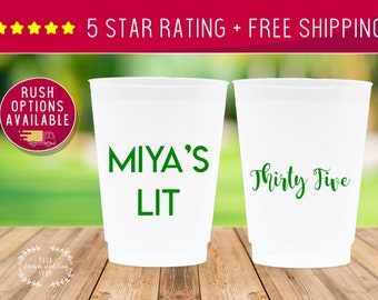 Custom Cups, 12oz cups, Custom Birthday Cup, Birthday Cups, Party Cups, 35th Birthday, Plastic Cups, Stadium Cups, Custom Cups, Frosted Cups