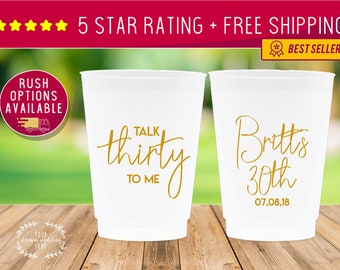30th Birthday Gift, Custom Cups, 30th Birthday Gifts, Custom Plastic Cups, Personalized Cups, Birthday Favors, Custom Frosted Cups