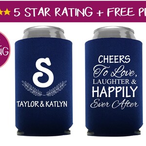 Wedding Can Coolers, Personalized Can Coolers, Custom Cheers to Love Laughter Can Coolies, Perfect Wedding Favors and Wedding decor