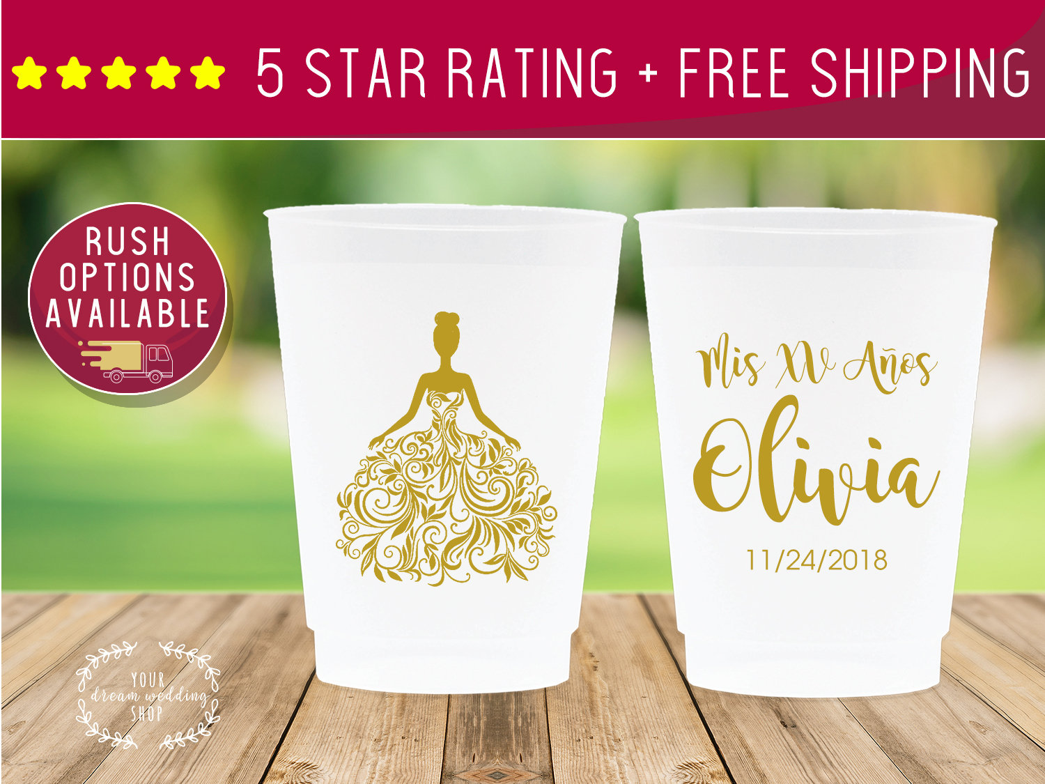 Quinceanera Favors 12oz Custom Cups Custom Birthday Cup Etsy