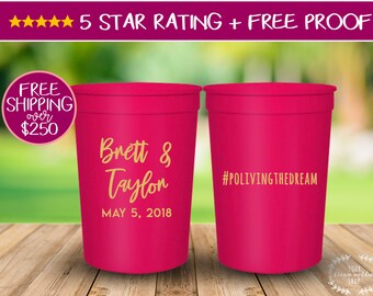 16oz Personalized Cups, Custom Wedding Cups, Stadium Cups, Party Cups,  Bachelorette Party Cups, Plastic Cups, Stadium Cups