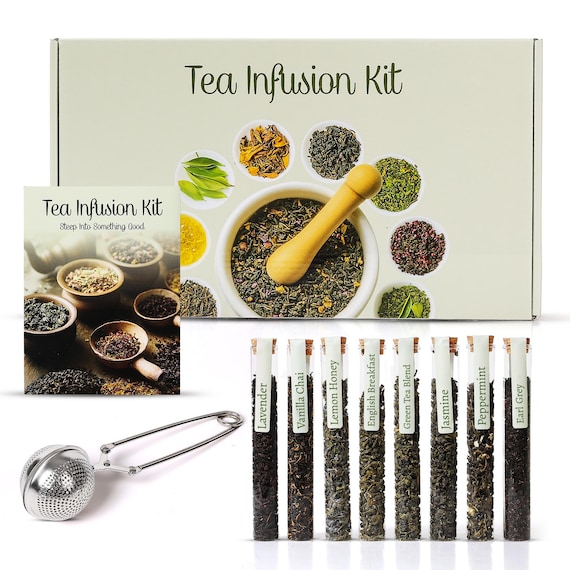 Loose Leaf Tea Sampler Gift Set Kit –8 Unique Flavors with Stainless Steel Infuser, Vanilla Chai, Honey & More, Gift for Her, Mother’s Day