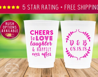 Wedding Favors For Guests In Bulk, Personalized Cups, Custom Plastic Cups Personalized, Custom Frosted Cups, Custom Wedding Cups for Wedding