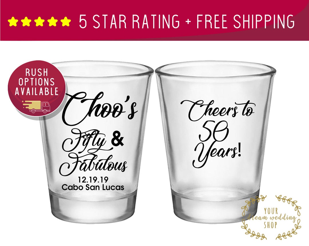 Custom Shot Glasses, Shot Glasses, Shot Glass, Birthday Party, 50th