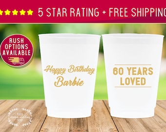 60th Birthday Personalized Cups 60th Birthday Gift Custom Party Favors 60th Birthday Party Favors Custom Plastic Cups Custom Frosted Cups