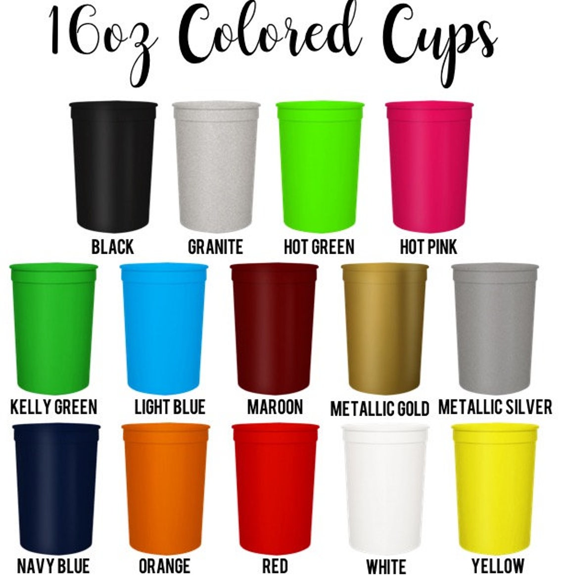 16oz Personalized Cups Custom Wedding Cups Stadium Cups Etsy