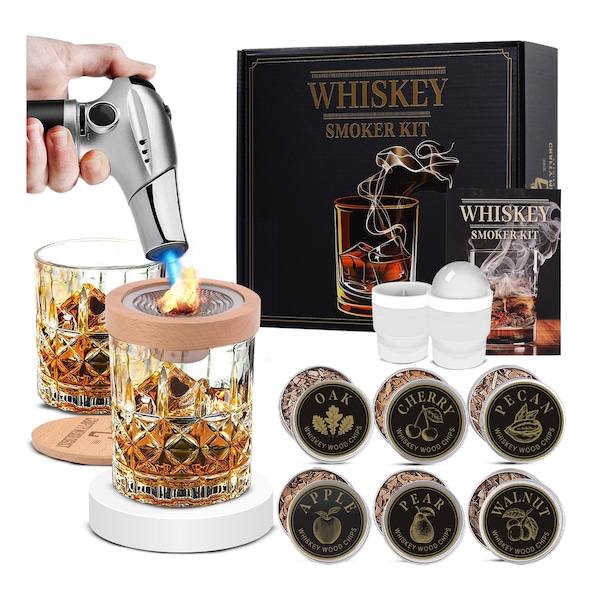 Whiskey Smoker Kit, Whiskey Gift Set, Whiskey Gifts for Men, Drinking Gift Set, Cocktail Infusion, Gift for Husband, Gift for Him, DIY Gift