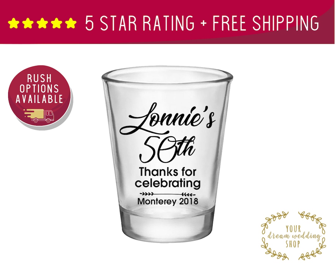 Custom Shot Glasses, Shot Glasses, Shot Glass, Birthday Party, 50th