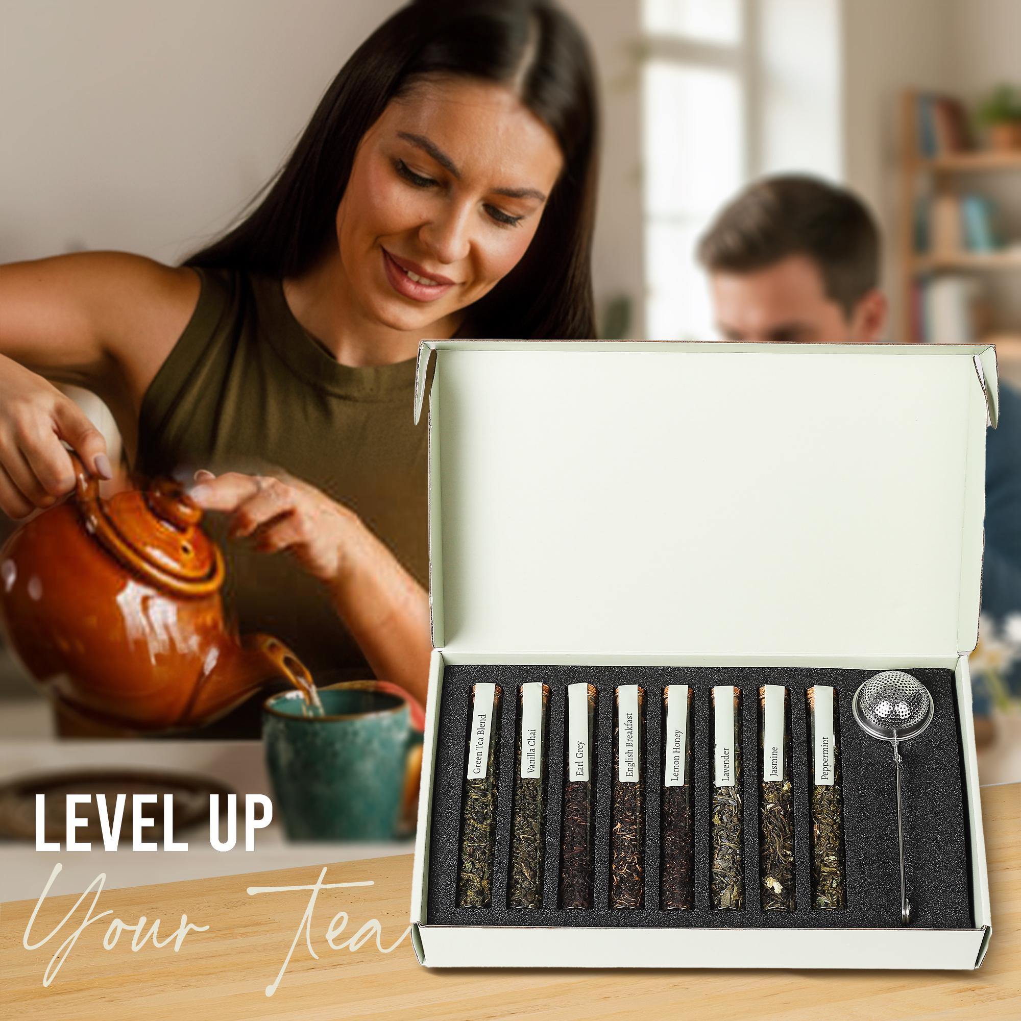Loose Leaf Tea Sampler Gift Set Kit –8 Unique Flavors With Stainless ...