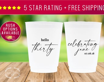 12oz Personalize Cups, 30th Birthday Cups, Custom Birthday Cup, Birthday Cups, Party Cups, Plastic Cups, Custom Cups, Frosted Cups, Dirty 30