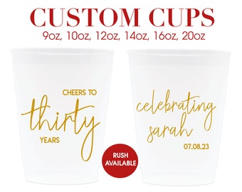 30th Birthday Party Favors Custom Plastic Frosted Cups Personalized Party Cups Party Favors Birthday Favors Favors Gifts Decor Plastic Cups