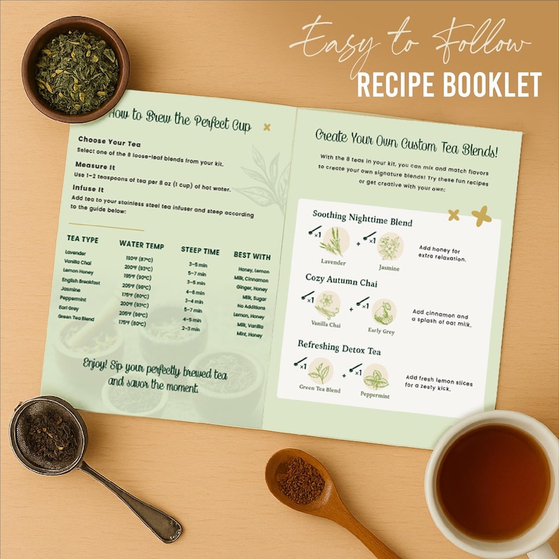 Loose Leaf Tea Sampler Gift Set Kit –8 Unique Flavors With Stainless ...