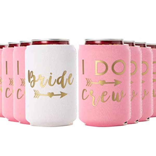 QUICK SHIPPING! I Do Crew and Bride Can Cooler Pack, Set of 12, 11 I do Crew and 1 Bride