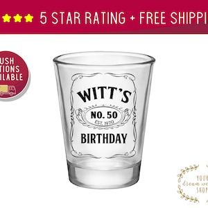 Custom Shot Glasses, Shot Glasses, Shot Glass, Birthday Party, 50th Birthday, Favors, Custom Shot Glass, Personalized Shot, birthday gift