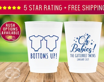 Personalized Cups, Baby Shower Cups, Custom Cup, Birth Announcement Cups, Plastic Cups, Custom Cups, Frosted Cups, 12oz, Baby Shower Favors
