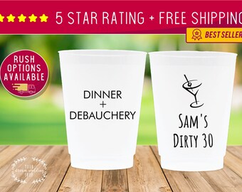 12oz 30th Birthday Cups, Thirty AF, Dirty Thirty, Cheers to 30 Years