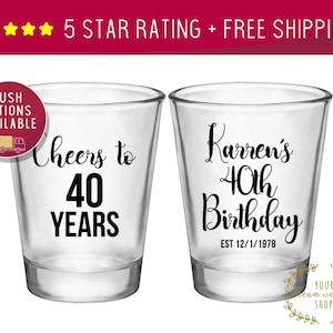 Vasos de chupito, Vasos de chupito personalizados, Vasos de chupito personalizados, Regalos de fiesta, Regalos de cumpleaños número 40, Chupito personalizado, Regalos de fiesta de cumpleaños número 50